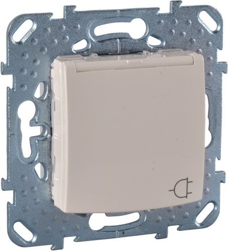 Розетка с заземлением без рамки Schneider Electric Unica 1-м. крышка шторки бежевый фото Розетка с заземлением без рамки Schneider Electric Unica 1-м. крышка шторки бежевый картинка